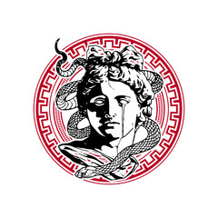 vector illustration of god's head with snake