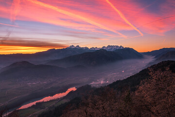 Vivid sunset with beautiful colors and dramatic clouds