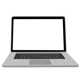 Fototapeta premium Realistic laptop incline 90 degree isolated on white background. computer notebook with empty screen. blank copy space on modern mobile computer.