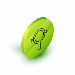 Isometric line Filter wrench icon isolated on white background. The key for tightening the bulb filter trunk. Green circle button. Vector