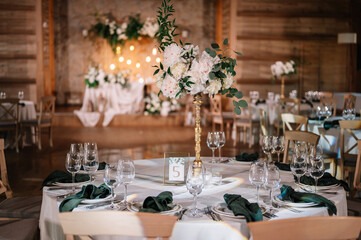 luxury wedding table setting in a restaurant