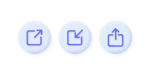 3D Set of share icon isolated on white background. 3D External link or hyperlink symbol. Web icon. For website design, app, UI. Can be used for many purposes. Trendy and modern vector in 3d style.