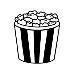 Hand drawn popcorn doodle. Cinema food in sketch style. Vector illustration isolated on white background.