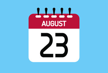 August day 23. Calendar design template 23 august in background blue.