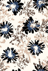Seamless liquid flowers pattern, geometric print.