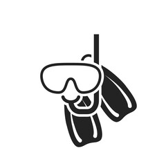 scuba icon. diving mask and flippers. sea vacation symbol