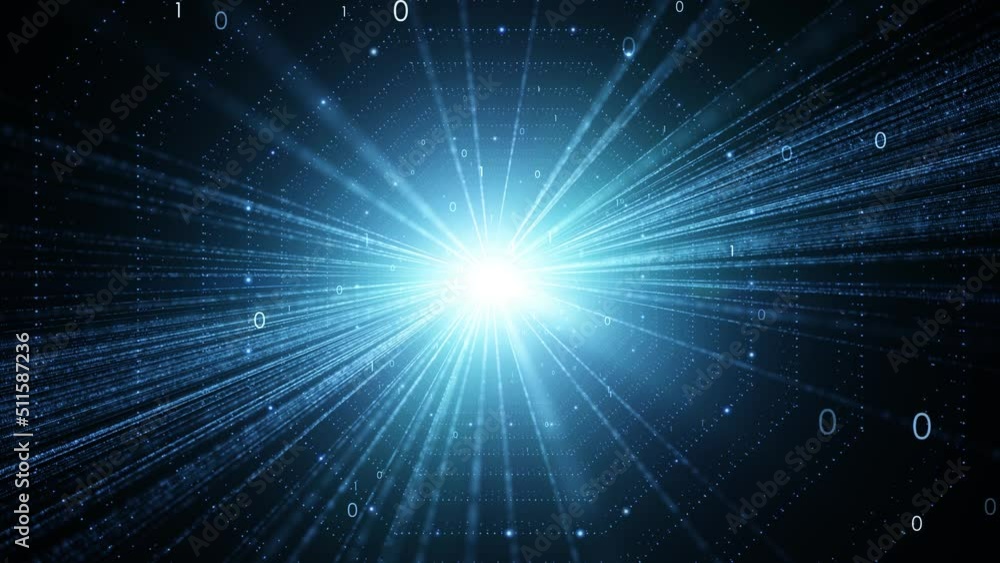 Poster digital futuristic shiny tunnel data technology network.