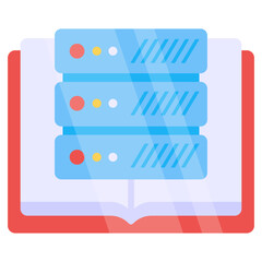 A flat design icon of server book 