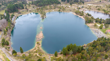 Aerial view of the water reservoir in Portland in Australia