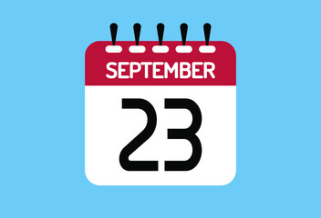 September day 23. Calendar design template 23 september in background blue.