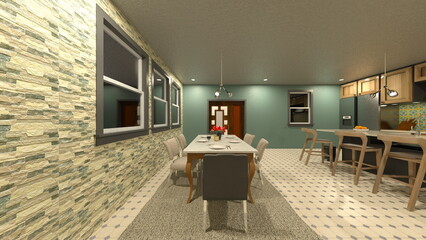 夜景が見えるダイニングルーム