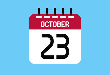 October day 23. Calendar design template 23 october in background blue.