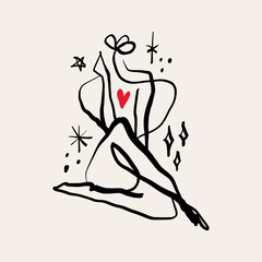 Self care line art minimalist boho icon or logo holistic healing meditation for harmony and love