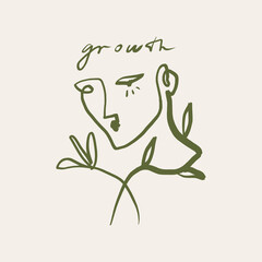 Self care line art minimalist boho icon or logo holistic healing meditation for harmony and love