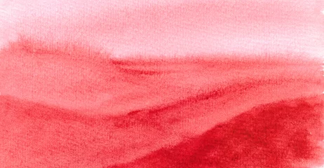 Zelfklevend Fotobehang Aquarel rood landschap met heuvels © TatIv
