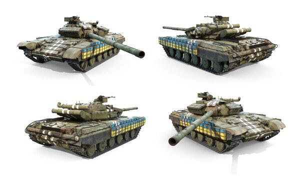 3d-renders of Soviet tank T-64BV operated by Armed Forces of Ukraine
