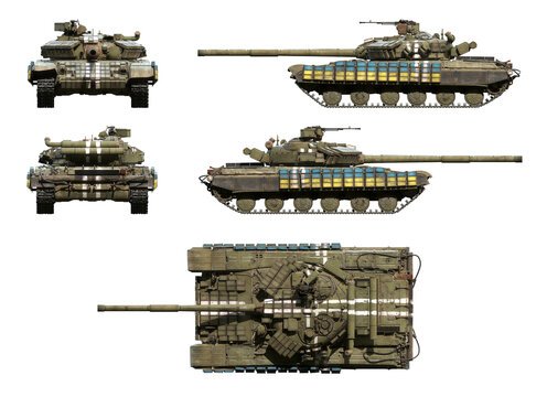 3d-renders of Soviet tank T-64BV operated by Armed Forces of Ukraine