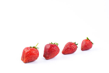 Strawberries on a white background. isolated. Bunch of strawberries. Summer