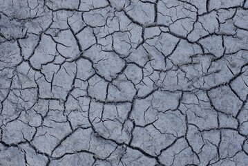 natural texture of gray dry earth with cracks in the desert