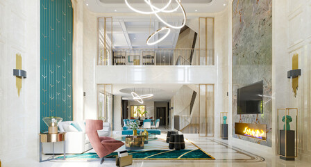3d render of luxury house interior