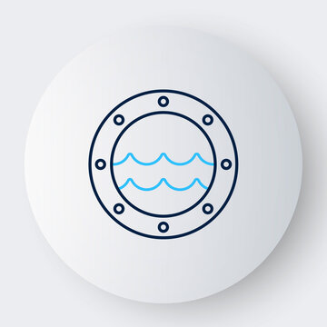 recommend clip art: Line Ship porthole with rivets and seascape outside icon isolated on white background. Colorful outline concept. Vector