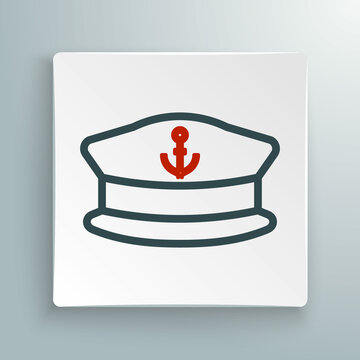 recommend clip art: Line Captain hat icon isolated on white background. Colorful outline concept. Vector