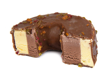 Chocolate round circle icecream isolated on the white background