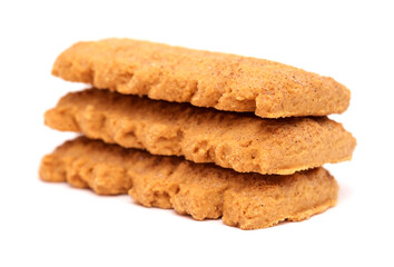 Butter and Cinnamon rectangular cookies isolated on white background 
