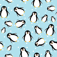 Penguin pattern on a blue background