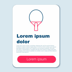 Line Racket for playing table tennis icon isolated on grey background. Colorful outline concept. Vector