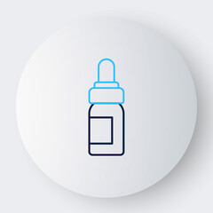 Obraz premium Line Essential oil bottle icon isolated on white background. Organic aromatherapy essence. Skin care serum glass drop package. Colorful outline concept. Vector