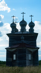 Old Ritualist, old churche, provincial town of Arkhangelsk near-polar regions. Wooden architecture....