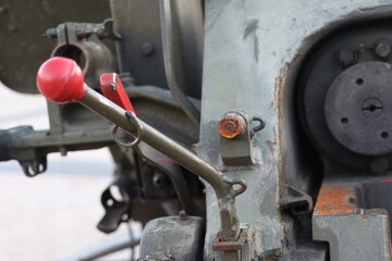 Russian cannon or artillery mount close-up.