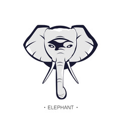 Elephant head, icon on a white background.