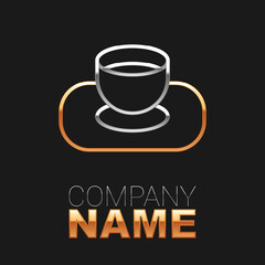 Line Soy sauce in bowl icon isolated on black background. Colorful outline concept. Vector