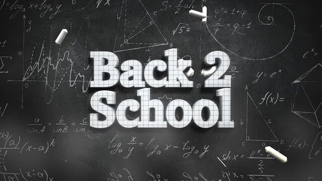 Back To School on blackboard with mathematics formula, motion school and kids style background