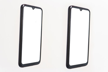 Smart phone with white screen and white background technology. Isolated