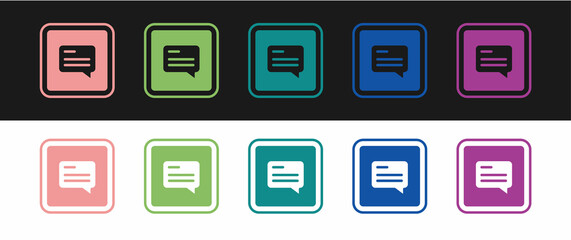 Set Video with subtitles icon isolated on black and white background. Vector