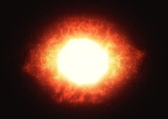 宇宙空間に光輝く太陽のイラスト