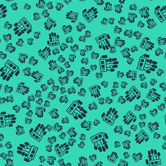 Black Mechanical robot hand icon isolated seamless pattern on green background. Robotic arm symbol. Technological concept. Vector