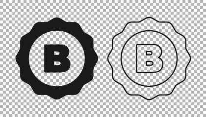 Black Bottle cap with inscription beer icon isolated on transparent background. Vector