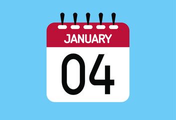 January day 4. Calendar design template 4 january in background blue.