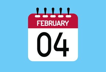 Fototapeta premium February day 4. Calendar design template 4 february in background blue.