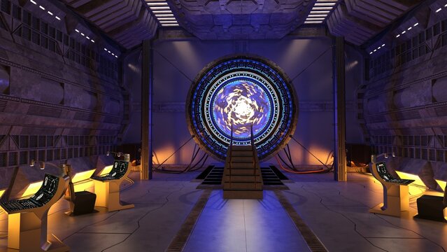 3D-illustration of a stargate for dimension travel