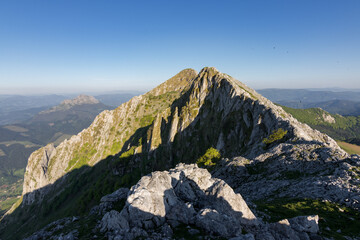 Fototapeta na wymiar Kurutzeta mountain and surrounding area in Urkiola natural park in the Basque Country (Spain)