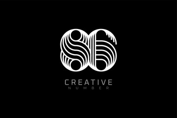 Number 86 Logo, modern and creative number 86 multi line style, usable for brand, anniversary and business logos, flat design logo template, vector illustration