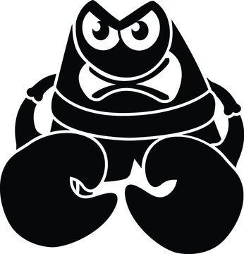 Black and White Cartoon Illustration Vector of an Angry  Cartoon Crab