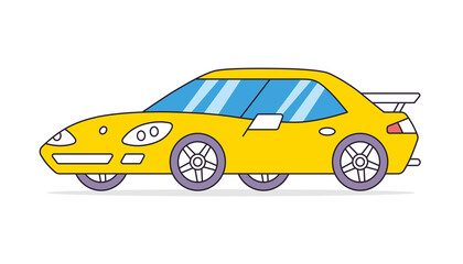 Yellow luxury speed race coupe sports car isolated vector