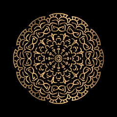 vector art of circular pattern in mandala shape for Henna, Mehndi, decoration. ethnic oriental style decorative illustration golden color