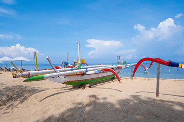 Balinese fishing boats on the beach